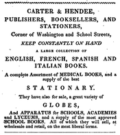Advertisement for Carter & Hendee, 1832