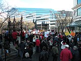 Calgarians protesting the opposition coalition as part of the 2008 Canadian parliamentary dispute