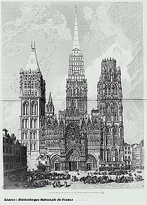 The cathedral in 1822 with the Renaissance spire