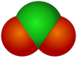 Spacefill model of chlorine dioxide