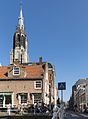 Delft, churchtower (Nieuwe Kerk) from the Oude Langendijk