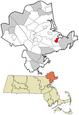 Location in Essex County and the state of Massachusetts.