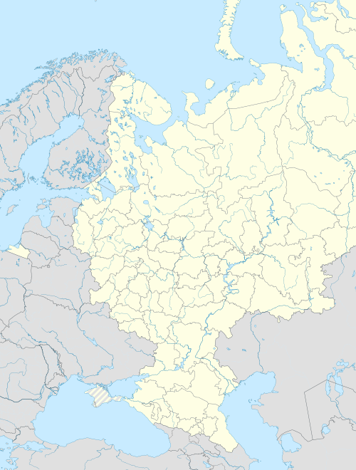 Map of Russia with the teams of the 2013–14 Premier League