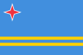 Four-pointed red star in the flag of Aruba.