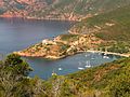 La presqu'île et le hameau de Girolata, en arrivant par le sentier du facteur.