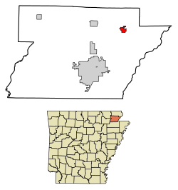 Location of Marmaduke in Greene County, Arkansas.