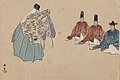 Sumiyoshi Myōjin dances before Haku Rakuten and his two attendants, from Nōga taikan by Kōgyo Tsukioka