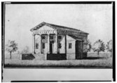 Drawing of Redwood Library in 1768 by Pierre Eugene du Simitiere