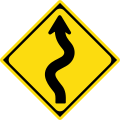 Winding road first curve to the left