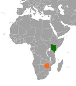 Map indicating locations of Kenya and Zimbabwe