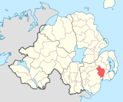 Location of Kinelarty, County Down, Northern Ireland.