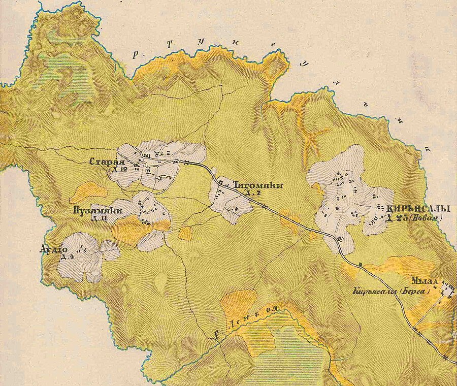 Мыза Кирьясало на карте 1885 года