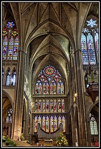 The south transept, with the organ below