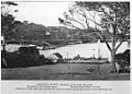 Postcard of Milsons Point. The caption reads: "Milson’s Point – Probably in the early Seventies [1870s]. Kirribilli on the farther shore. Eastern Road Wharf is front. Alfred St to the right, the Arcade and clock are within (illegible)ing distance of the spreading tree."