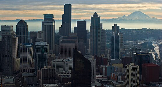 Seattle and Mount Ranier