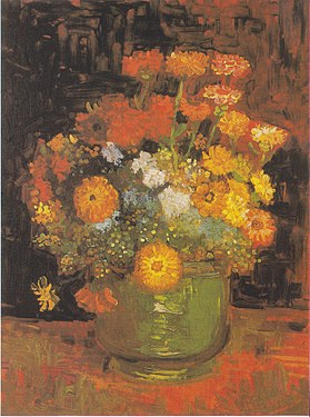 Bowl with Zinnias (1886), Vincent van Gogh