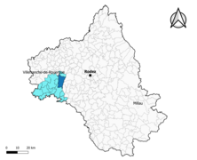 Rieupeyroux dans le canton d'Aveyron et Tarn en 2020.