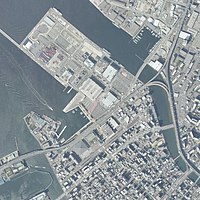 2020年10月5日撮影の福岡市沖浜町、石城町及び築港本町の航空写真