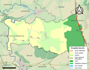 Carte en couleurs présentant l'occupation des sols.