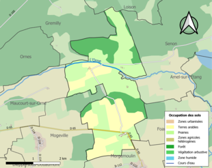 Carte en couleurs présentant l'occupation des sols.