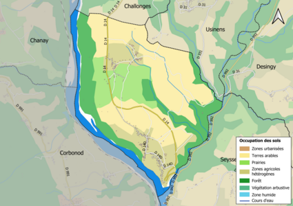 Carte en couleurs présentant l'occupation des sols.