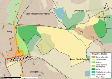 Carte des infrastructures et de l'occupation des sols en 2018 (CLC) de la commune.