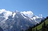 Altels in der Mitte, links Balmhorn, rechts Rinderhorn