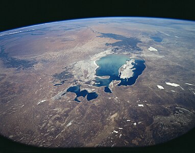 Aral Sea from space (north at bottom), August 1997