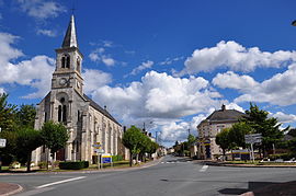 The church and the main road in Badecon-le-Pin