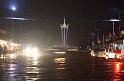 Banlung Independence Monument at night.