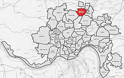 Carthage (red) within Cincinnati, Ohio