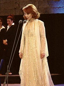 Fairuz performing at a concert in July 2001.