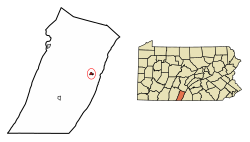 Location of McConnellsburg in Fulton County, Pennsylvania.