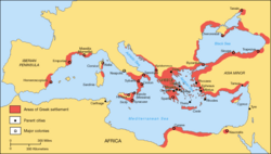 Greek coastal settlements throughout the Mediterranean and Black Sea