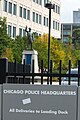 The statue at Chicago Police headquarters (photographed in 2015).