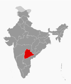 Location of Telangana in India