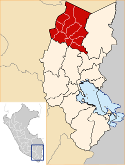 Location of Carabaya in the Puno Region