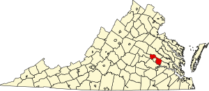 Map of Virginia highlighting Henrico County