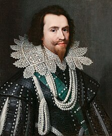 George Villiers, 1st Duke of Buckingham wearing white pearls
