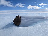 Meteorite in a blue-ice area in the Miller Range