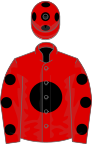 Red, black disc, spots on sleeves and cap