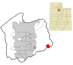 Location in Salt Lake County and the state of Utah.