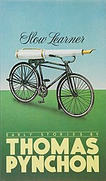 Book cover illustration of a massive white fountain pen seated on a bicycle