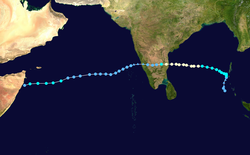 Trajectoire de Vardah.