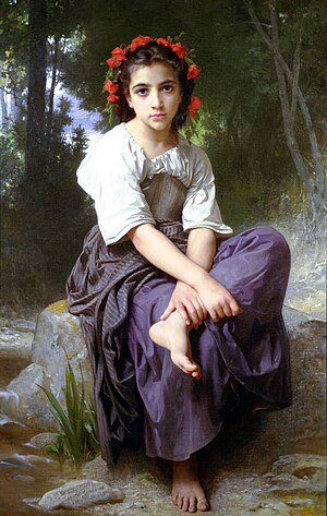 "על שפת הנחל", ציור מעשה ידי הצייר הצרפתי ויליאם אדולף בוגרו משנת 1875.