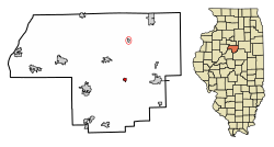 Location of Secor in Woodford County, Illinois.