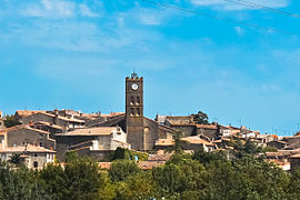 The church and surroundings in Conques-sur-Orbiel