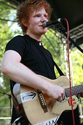 Ed Sheeran performing on guitar