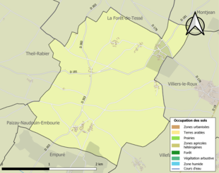 Carte en couleurs présentant l'occupation des sols.