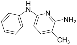 Strukturformel von 2-Amino-3-methyl-9H-pyrido[2,3-b]indol